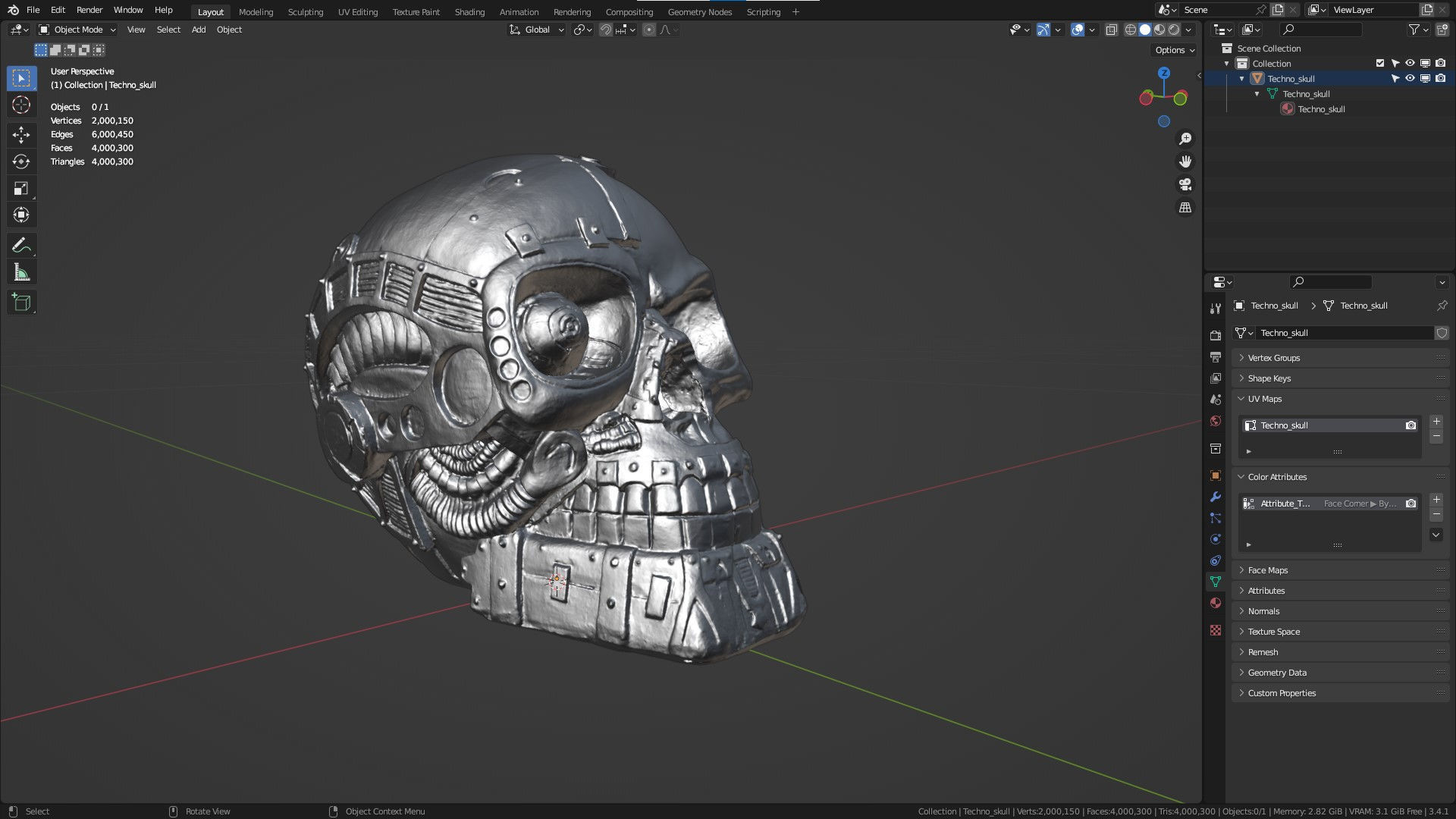 Techno skull high-poly 3D model_28