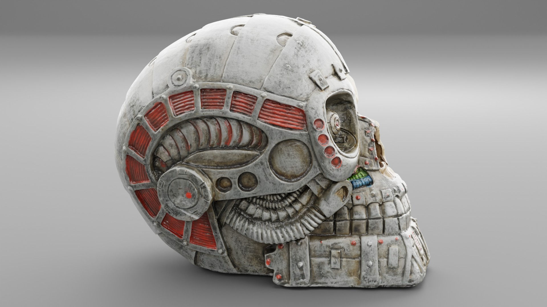 Techno skull high-poly 3D model_3