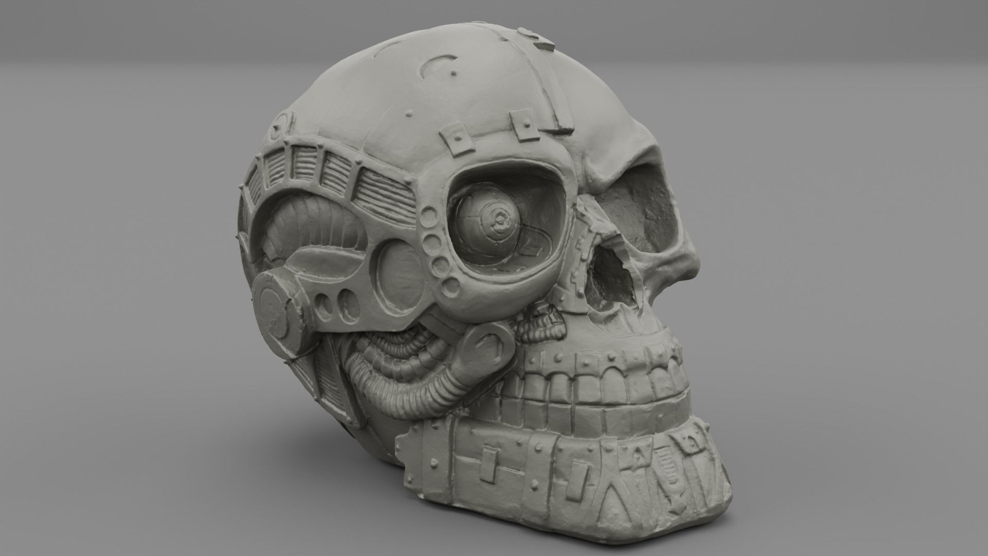 Techno skull high-poly 3D model_23