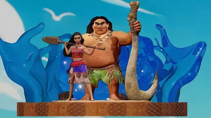 Figurine Vaiana et Maui 3D print model