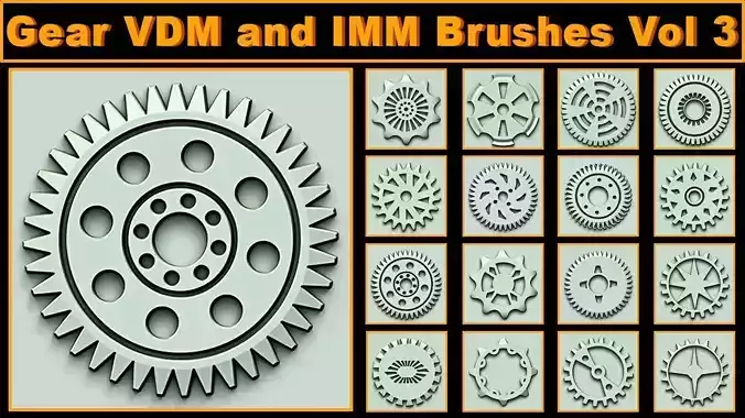 Gear VDM and IMM Brushes Vol 3 Low-poly 3D model