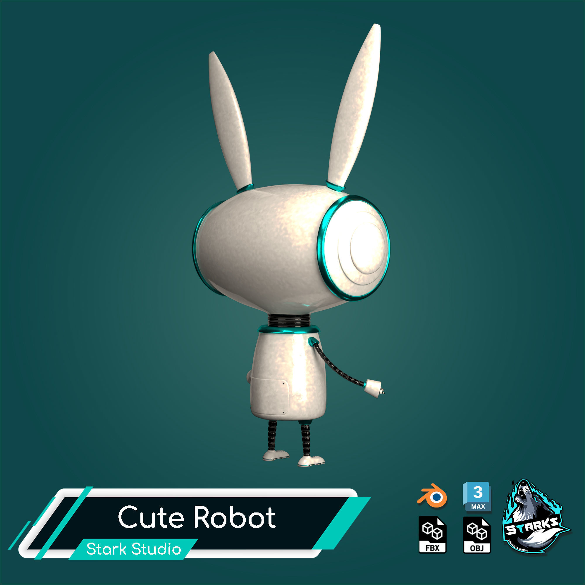 Cute Robot Low-poly 3D model_4