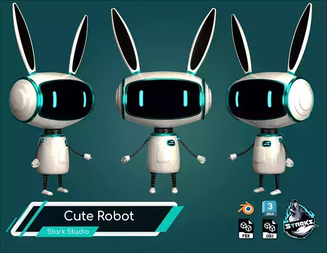Cute Robot Low-poly 3D model