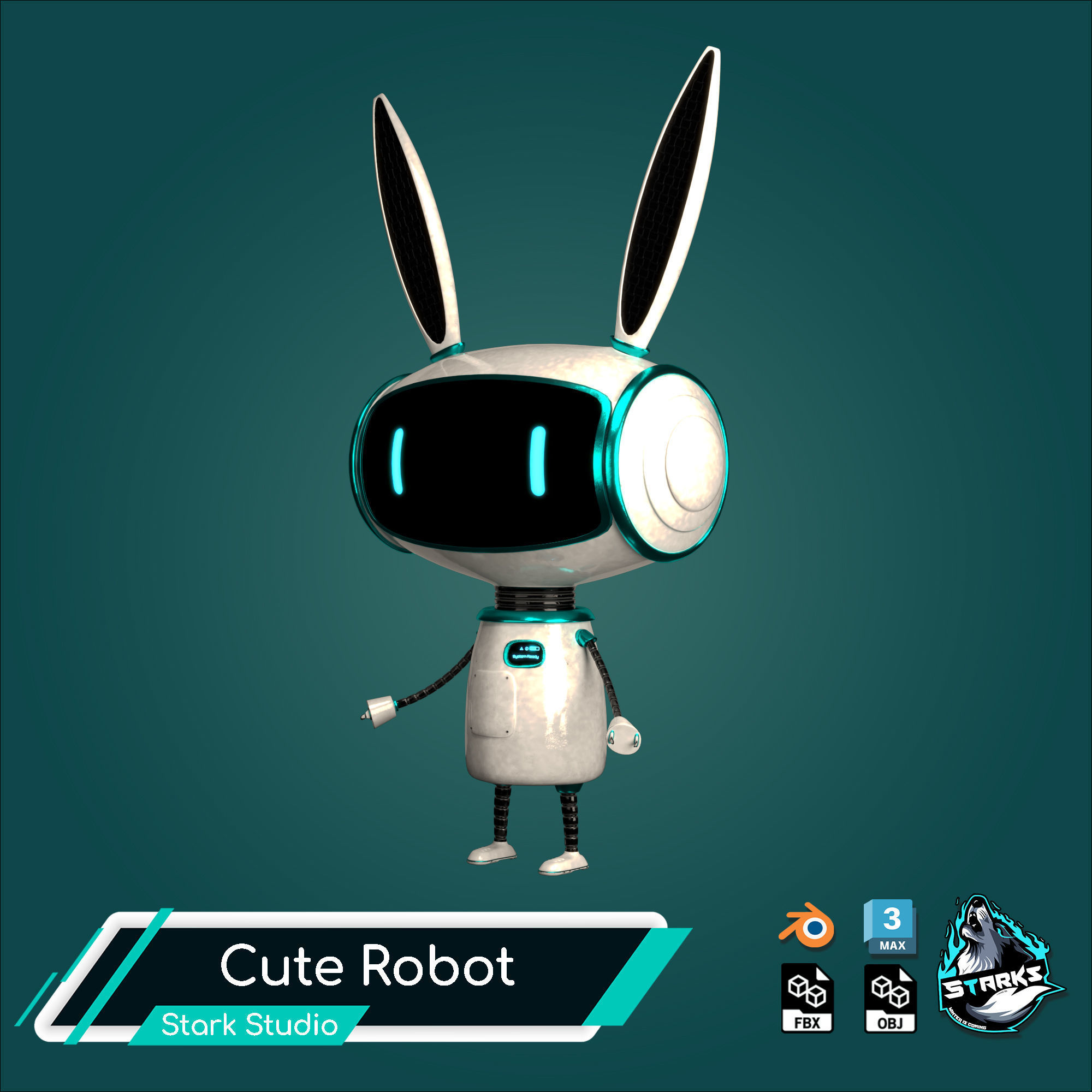 Cute Robot Low-poly 3D model_8