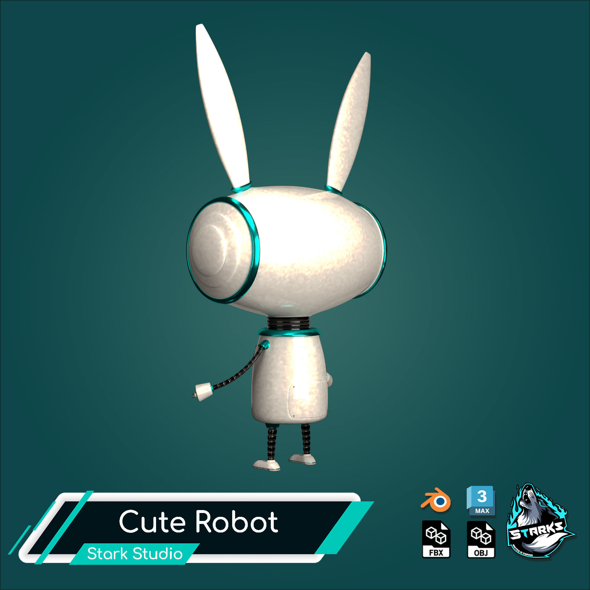 Cute Robot Low-poly 3D model_6