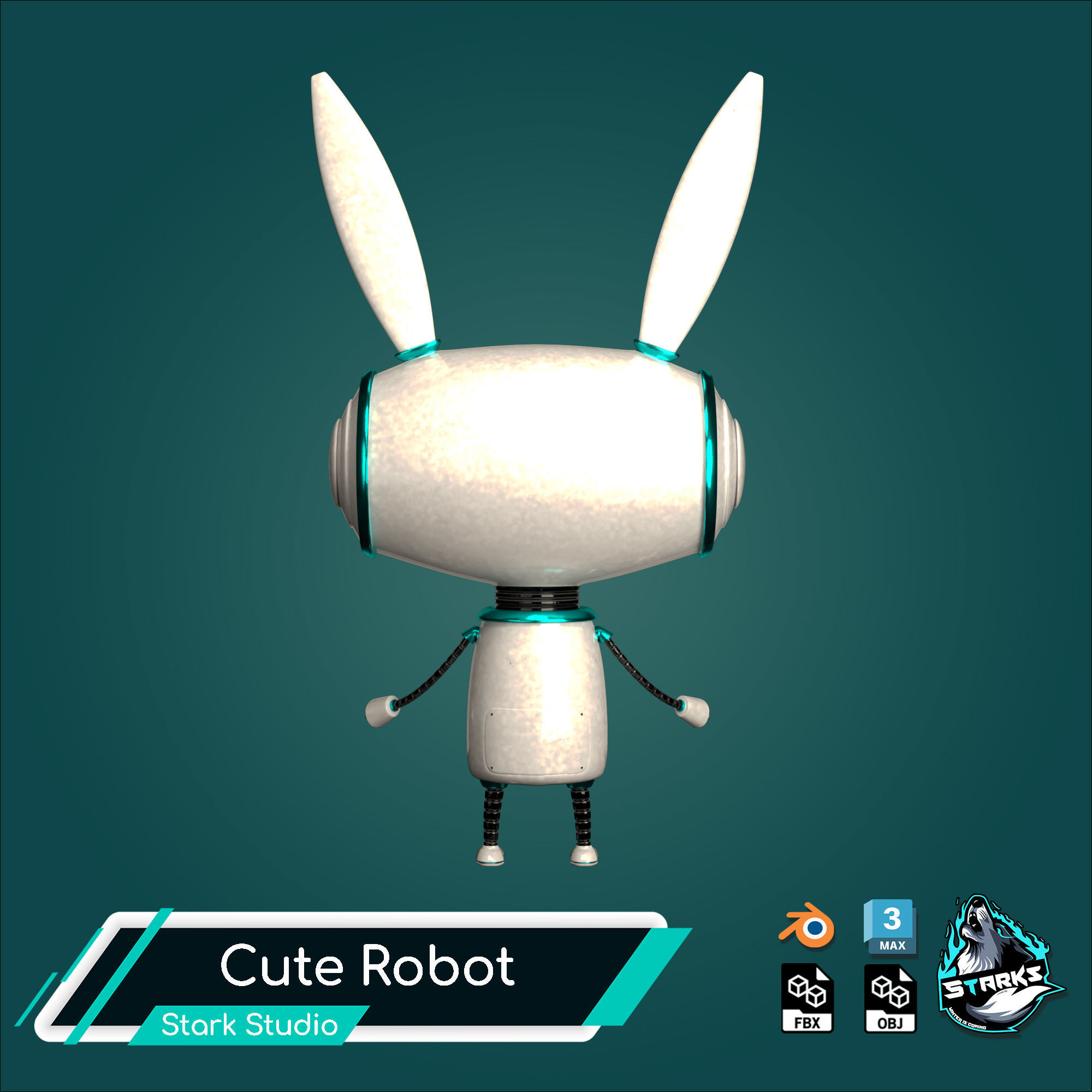 Cute Robot Low-poly 3D model_5