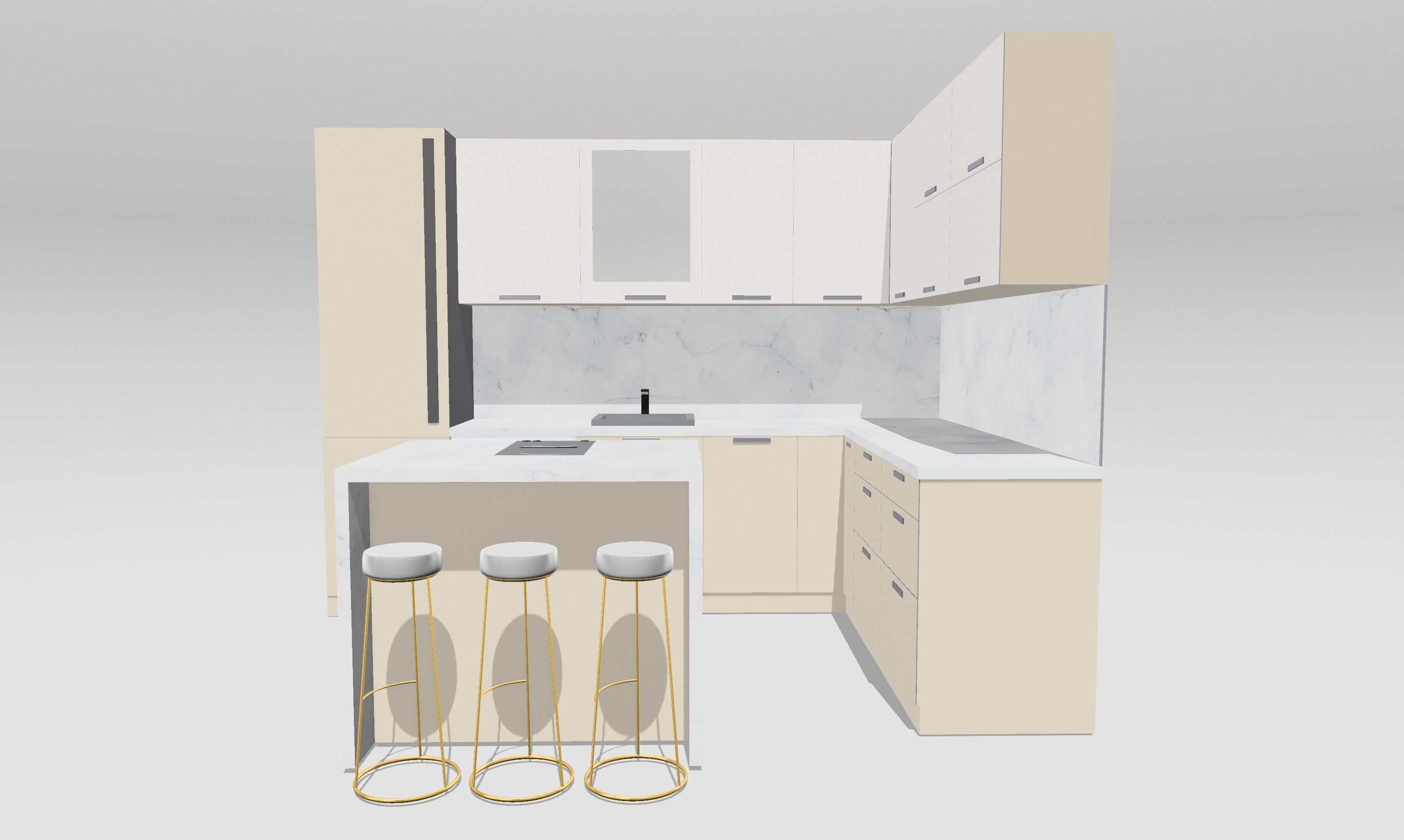L- shaped kitchen  3D model_3