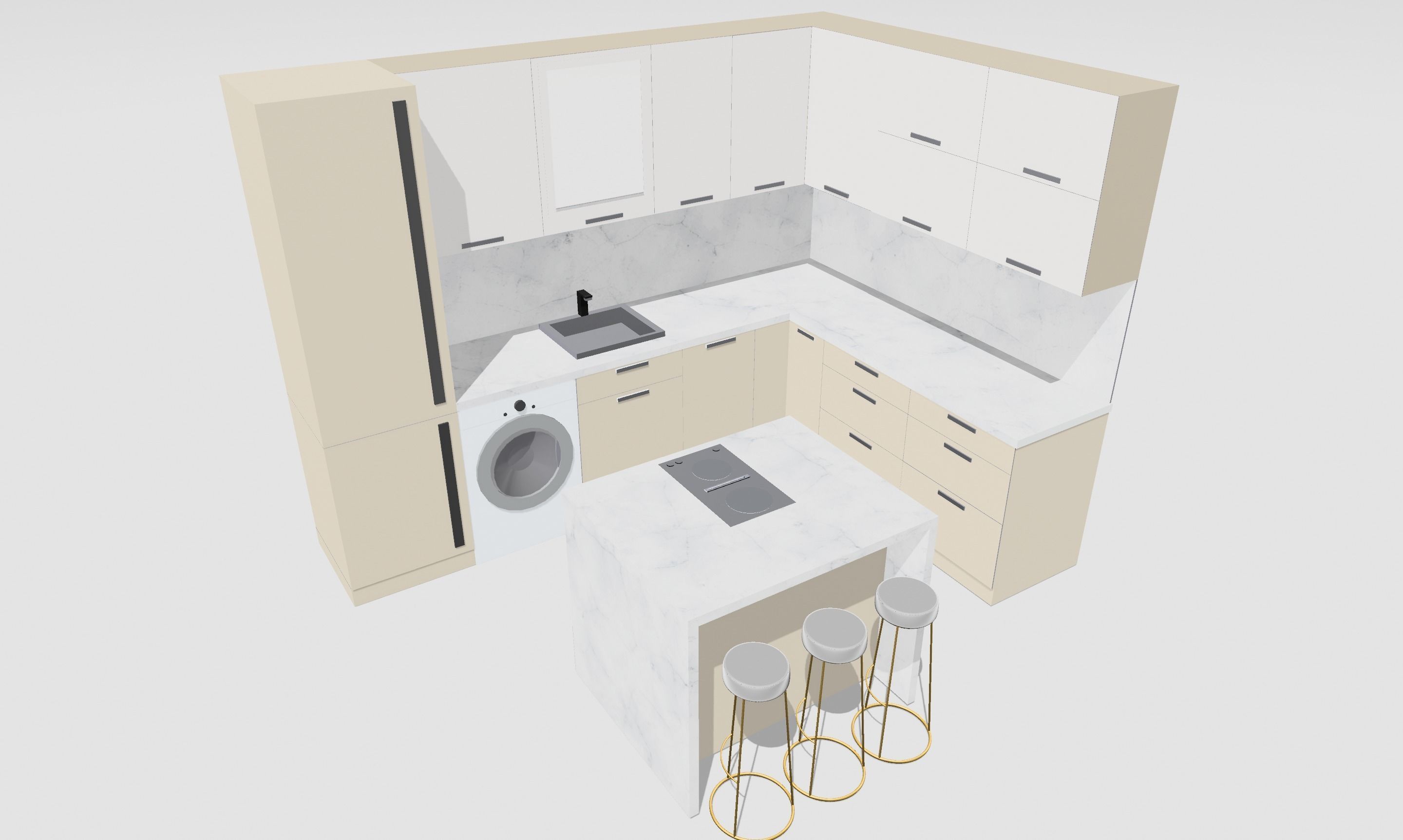L- shaped kitchen  3D model_2