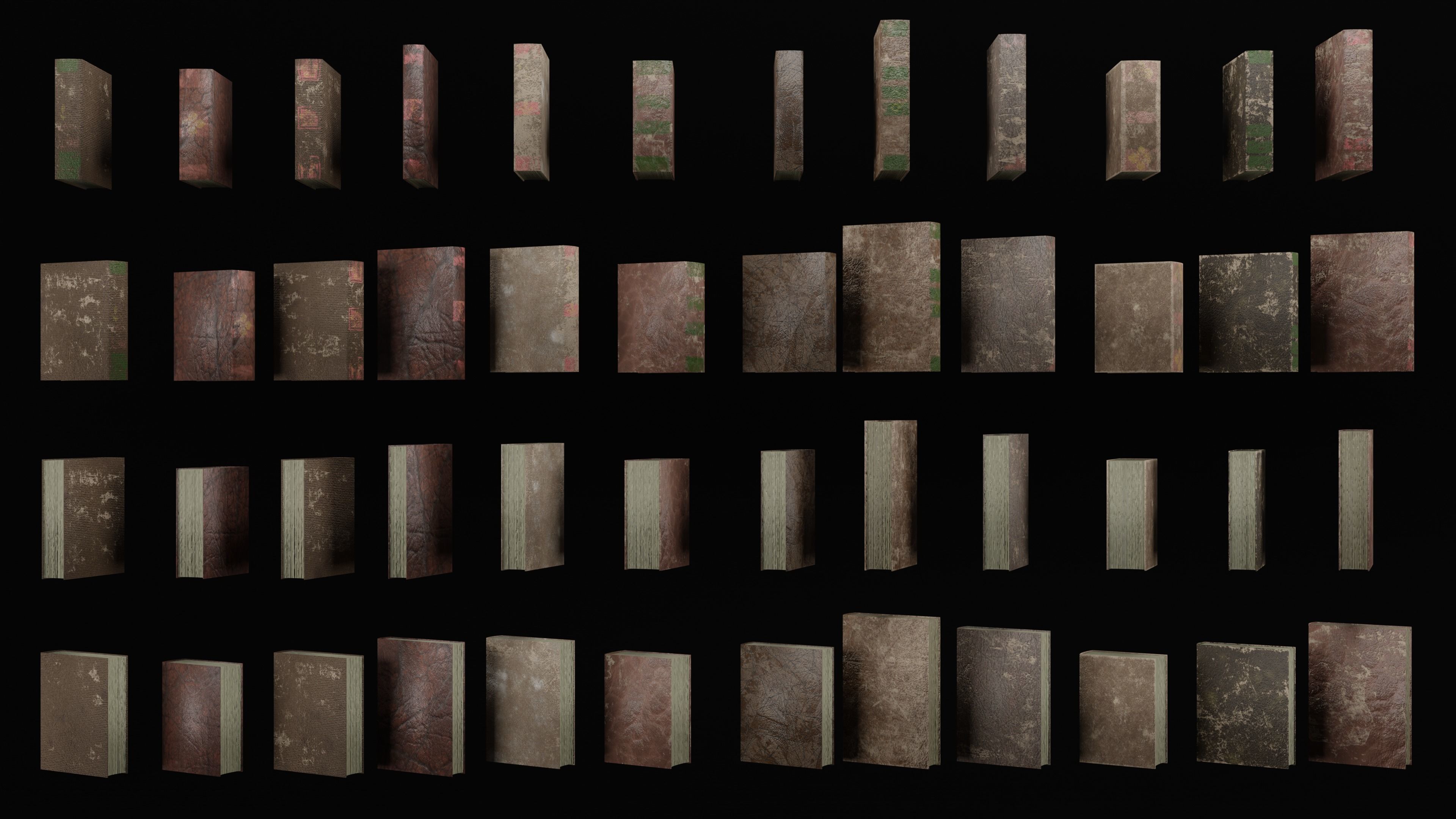 Old books Low-poly 3D model_1