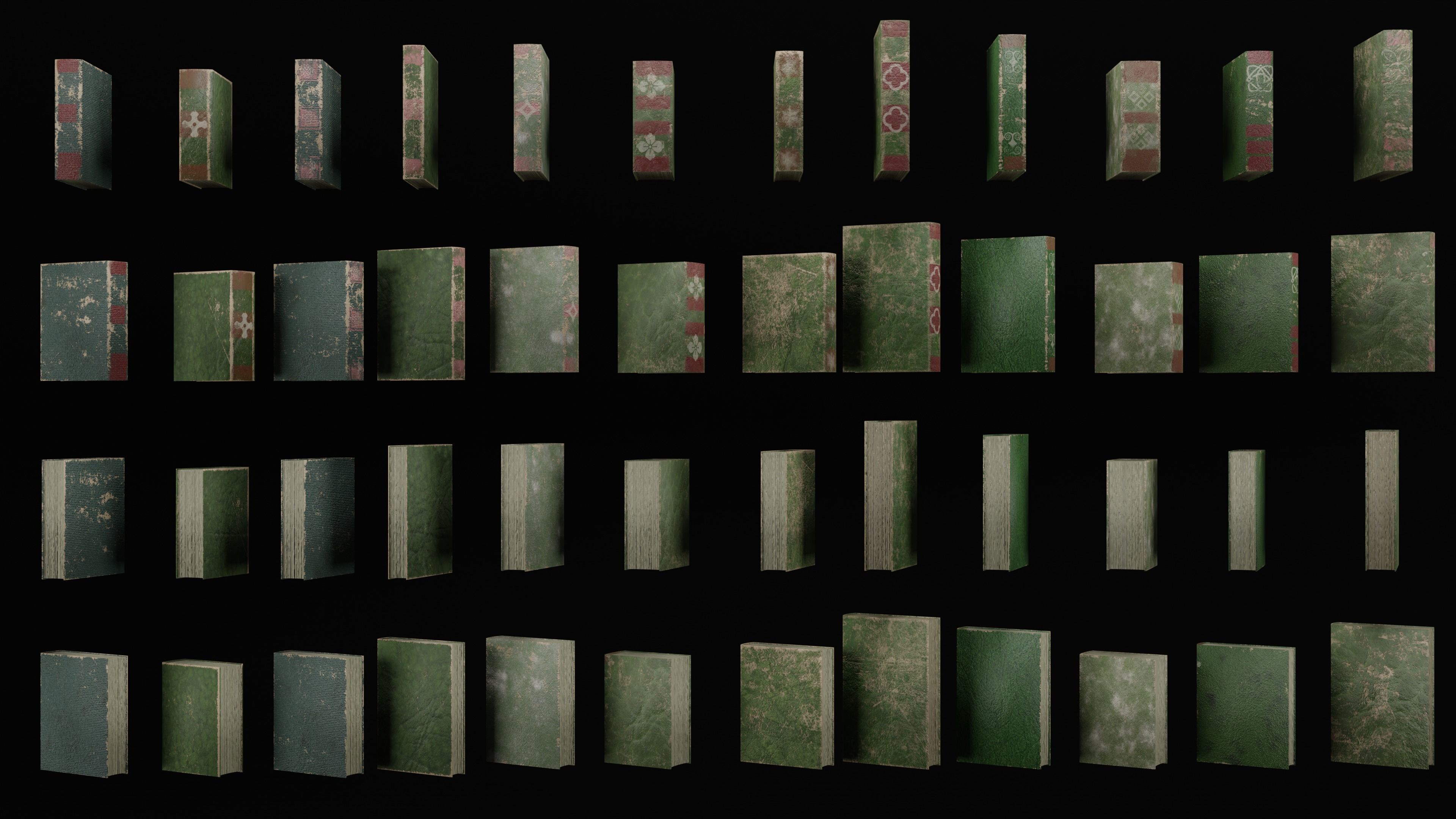 Old books Low-poly 3D model_3