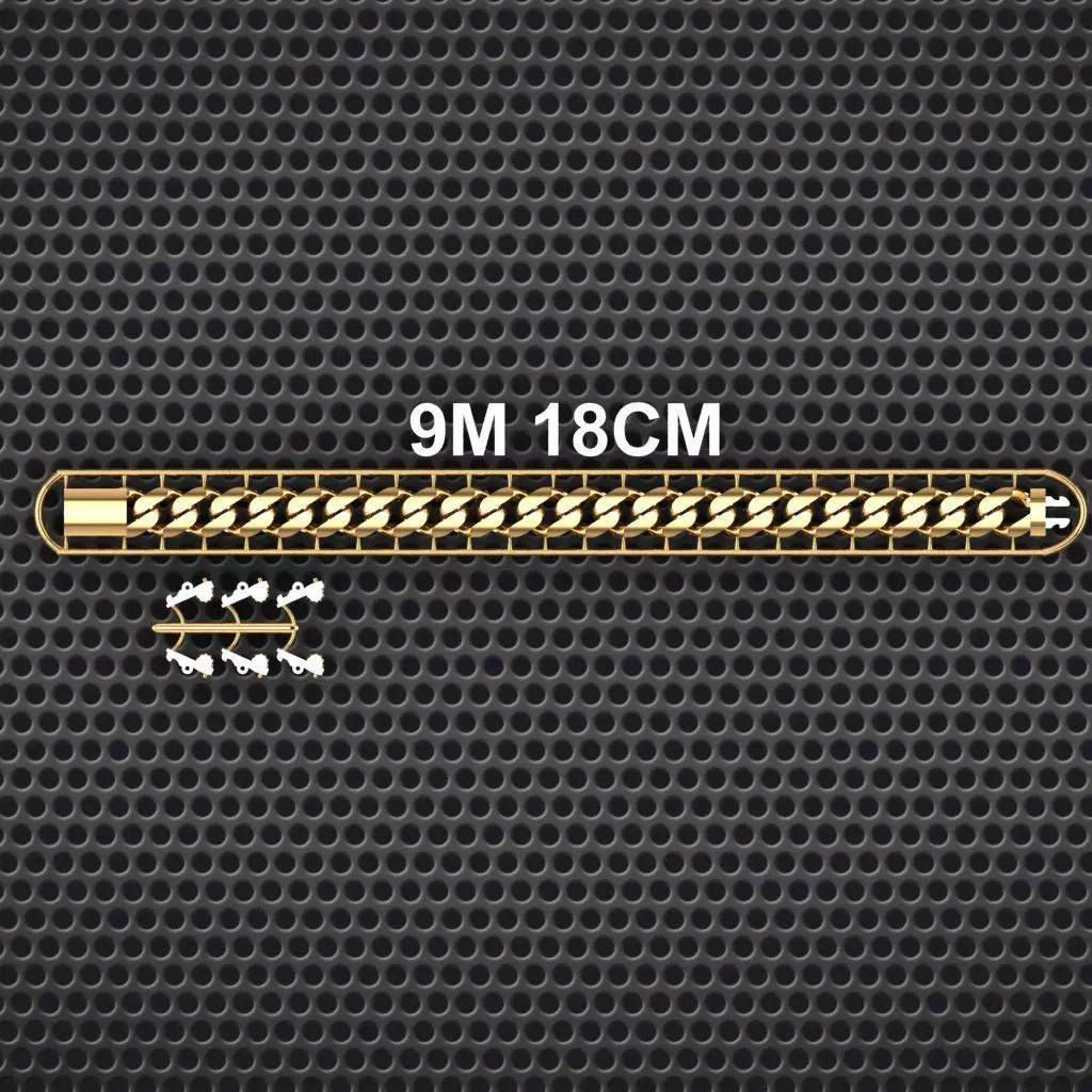 9 MM 18 CM  CUBAN LINK CHAIN FOR BRACELET OR NECKLACE 3D print model_0