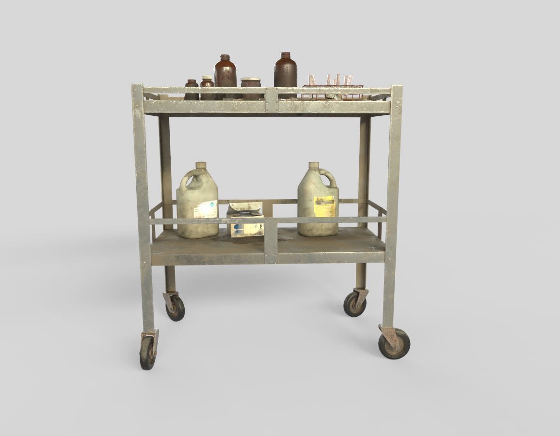 Abandoned Laboratory Cart And Equipments  3D model_1