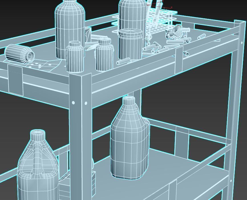 Abandoned Laboratory Cart And Equipments  3D model_10