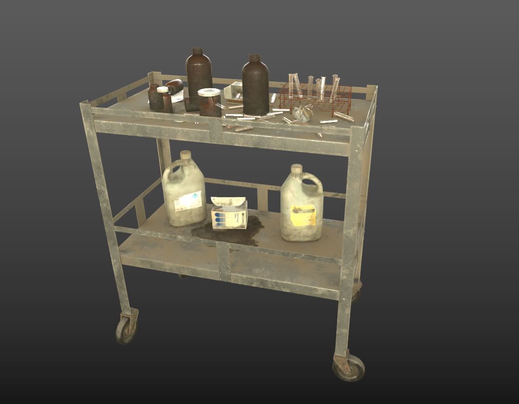 Abandoned Laboratory Cart And Equipments  3D model_5