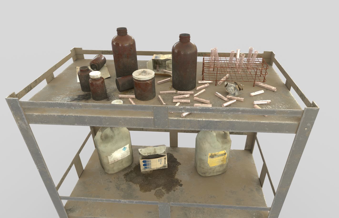 Abandoned Laboratory Cart And Equipments  3D model_3