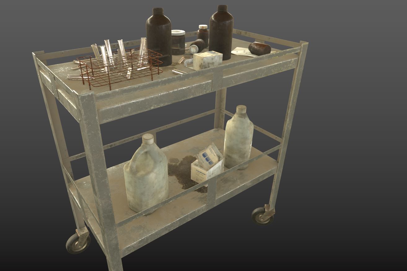 Abandoned Laboratory Cart And Equipments  3D model_8