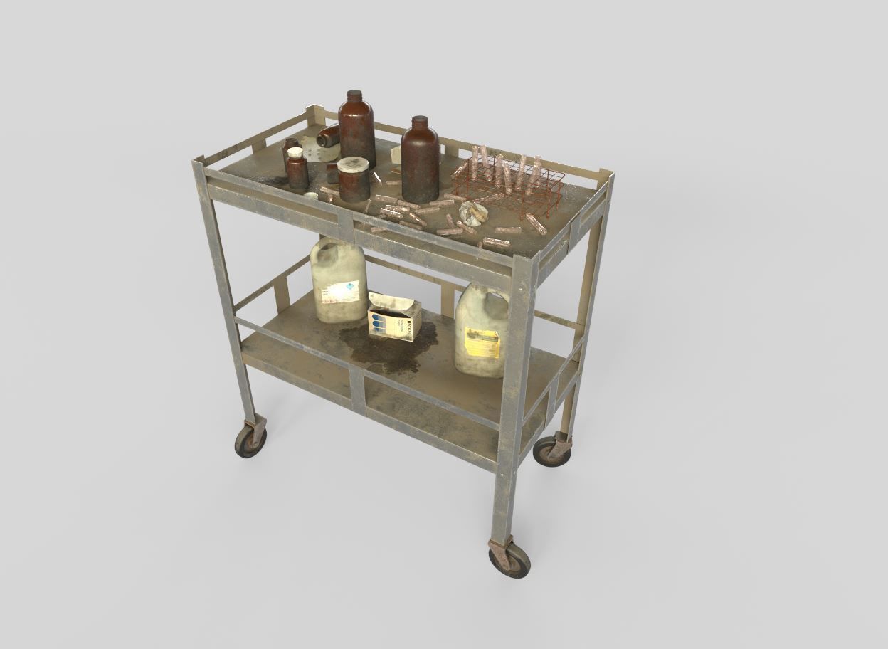 Abandoned Laboratory Cart And Equipments  3D model_2