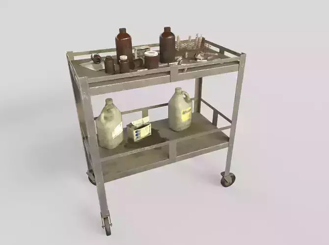 Abandoned Laboratory Cart And Equipments  3D model
