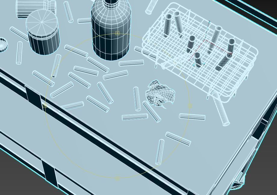 Abandoned Laboratory Cart And Equipments  3D model_11