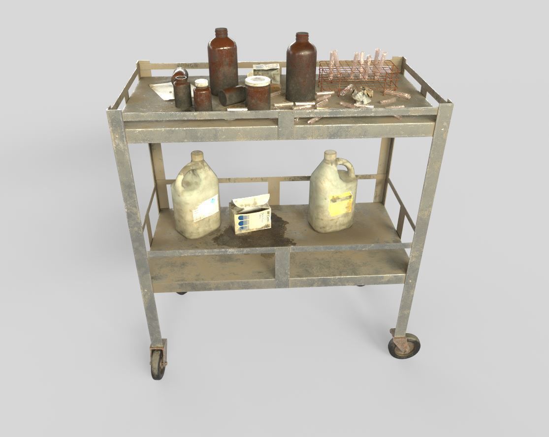 Abandoned Laboratory Cart And Equipments  3D model_4