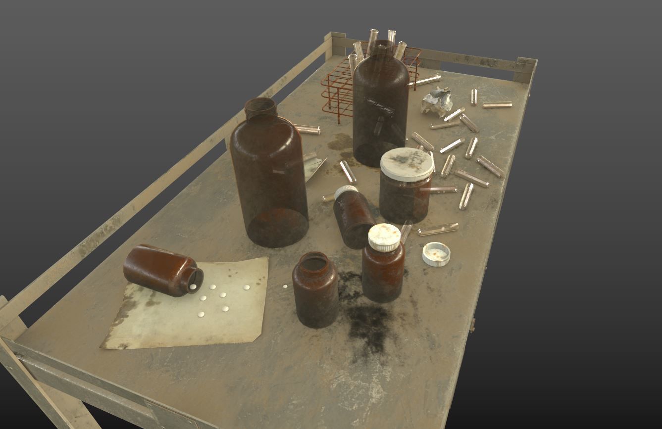 Abandoned Laboratory Cart And Equipments  3D model_6