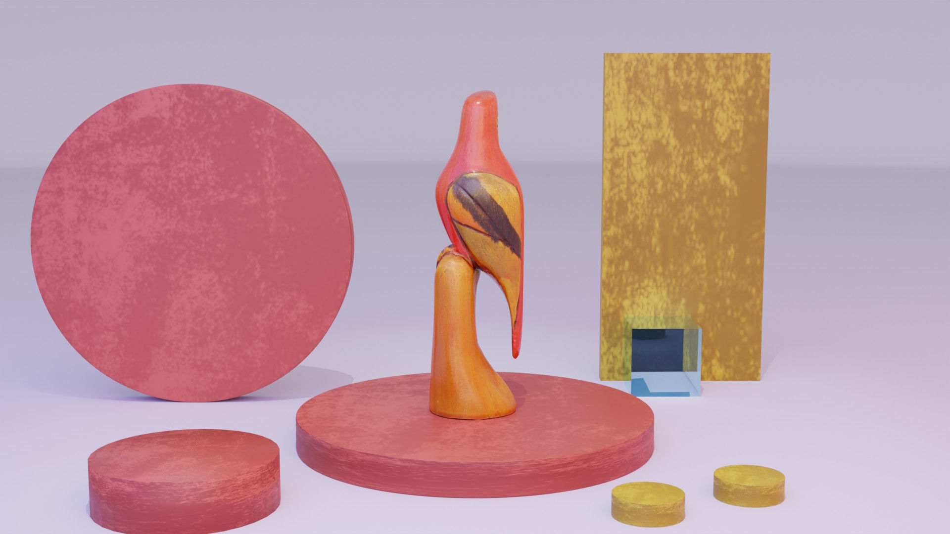 Parrot Macaw statuette  Low-poly 3D model_7