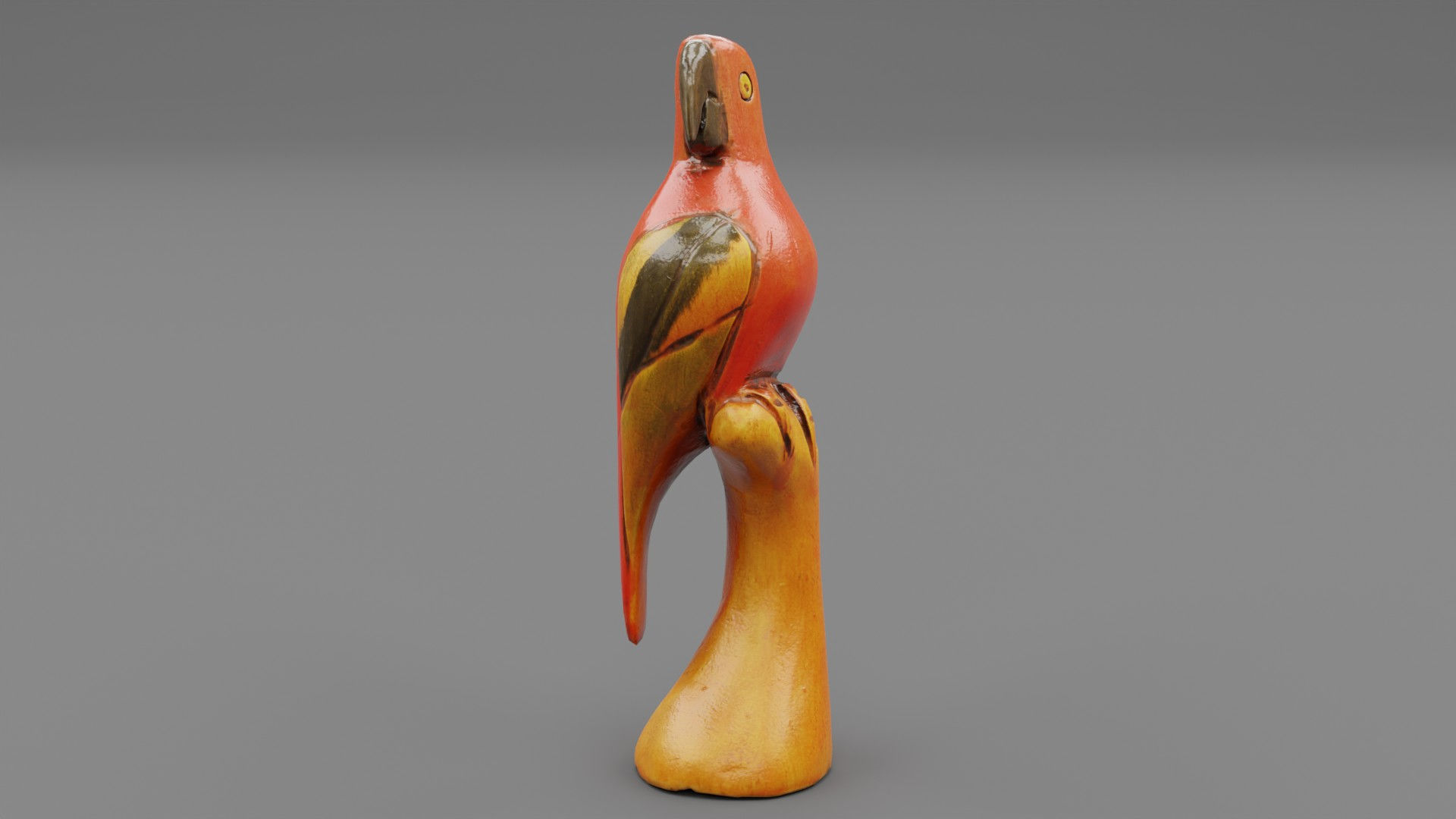 Parrot Macaw statuette  Low-poly 3D model_12