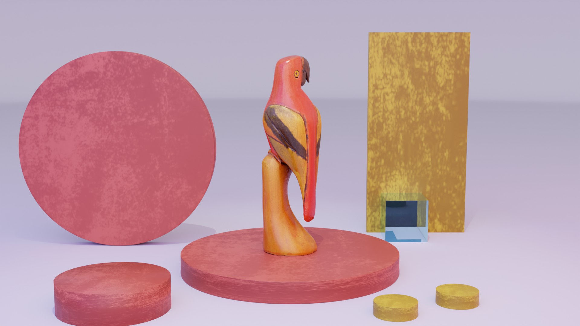 Parrot Macaw statuette  Low-poly 3D model_6