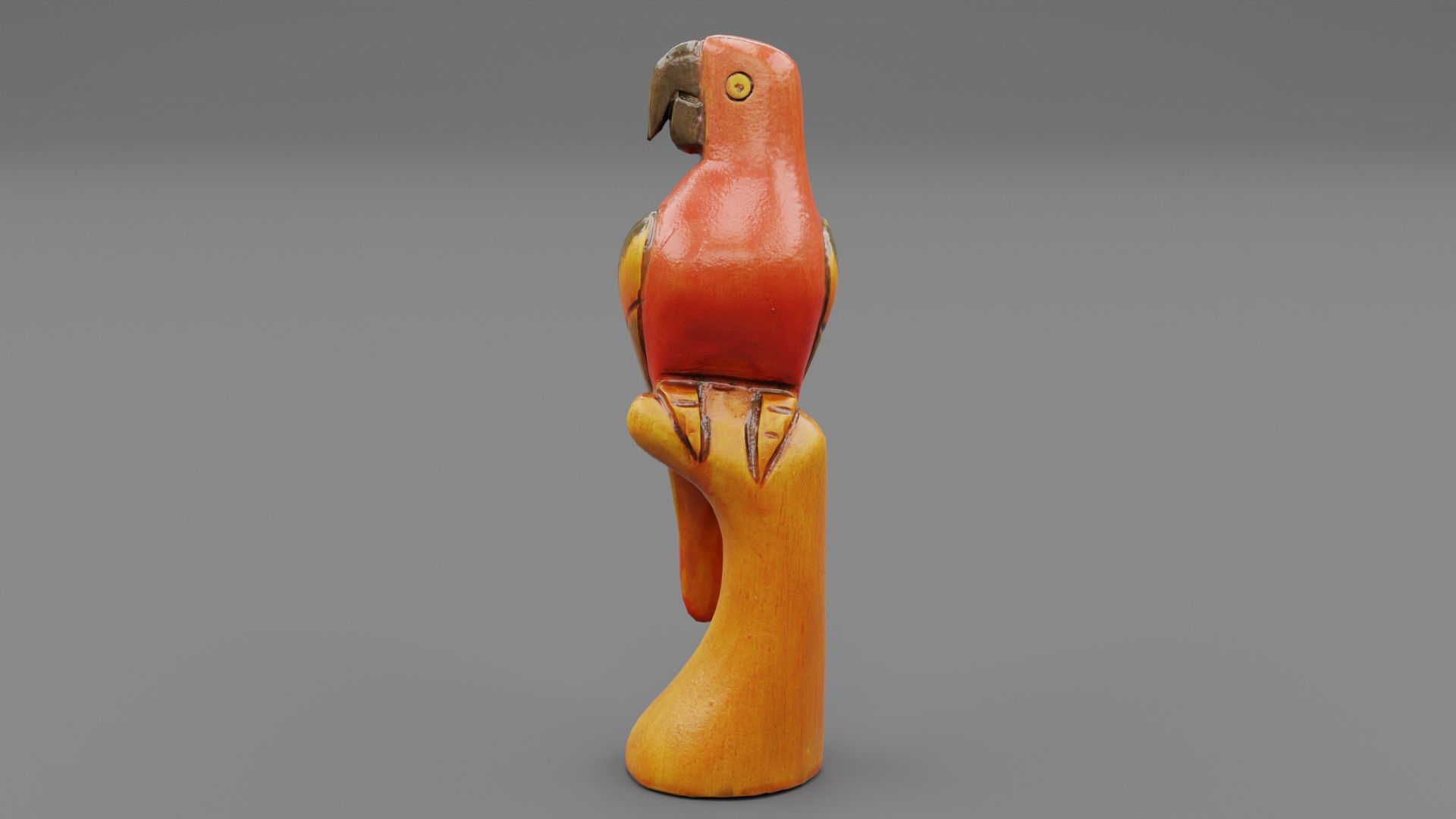 Parrot Macaw statuette  Low-poly 3D model_10