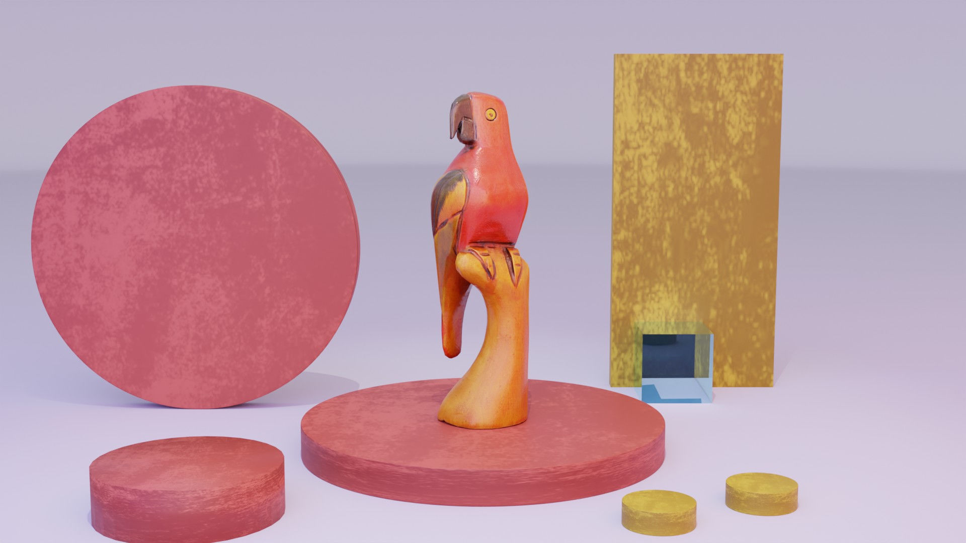 Parrot Macaw statuette  Low-poly 3D model_1