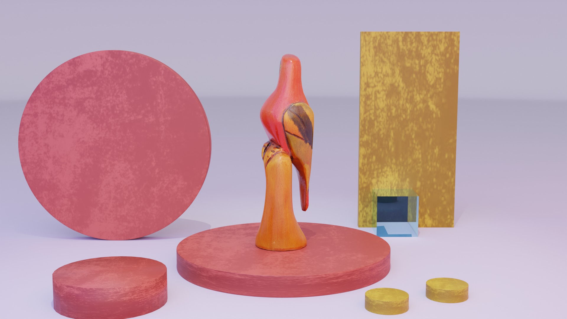 Parrot Macaw statuette  Low-poly 3D model_8