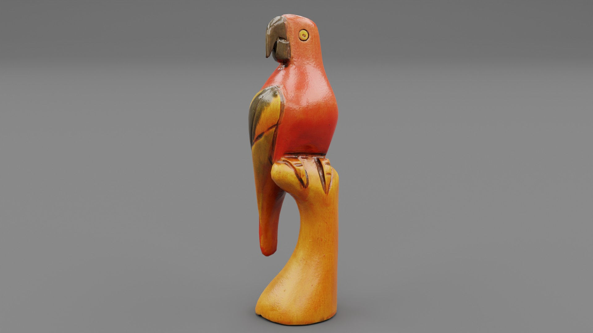 Parrot Macaw statuette  Low-poly 3D model_11