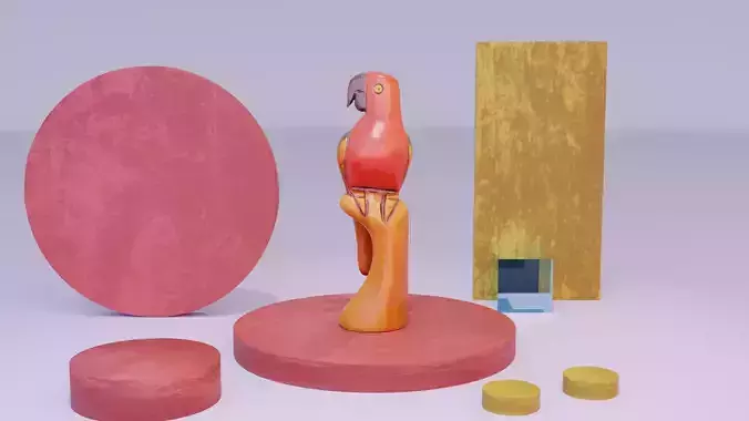 Parrot Macaw statuette  Low-poly 3D model