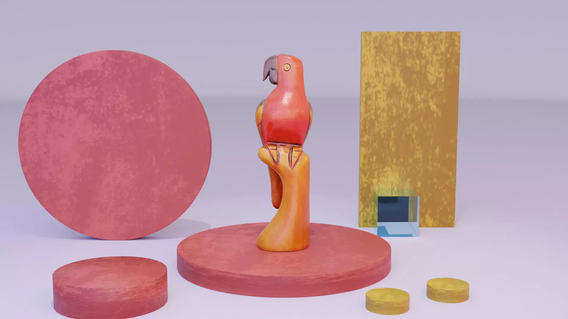 Parrot Macaw statuette  Low-poly 3D model_0