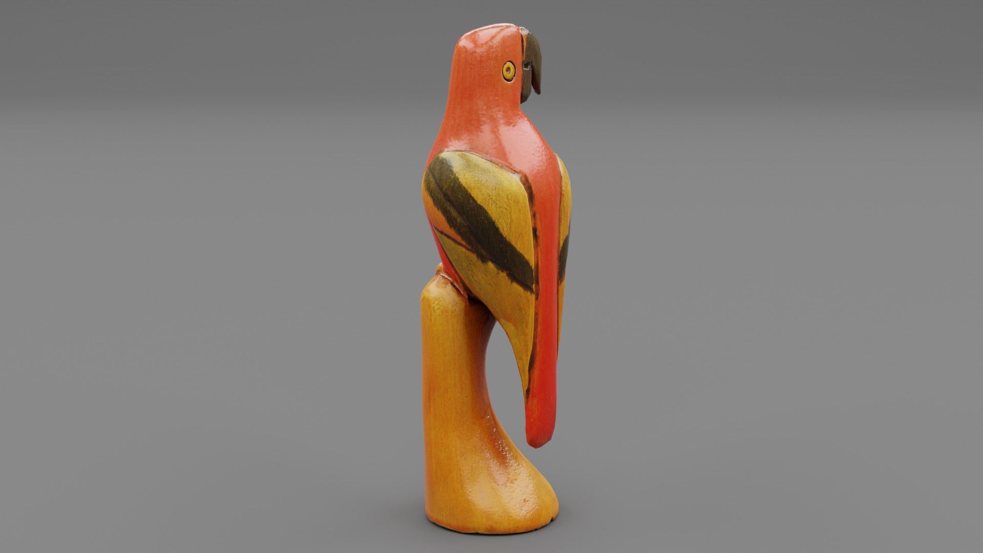 Parrot Macaw statuette  Low-poly 3D model_16