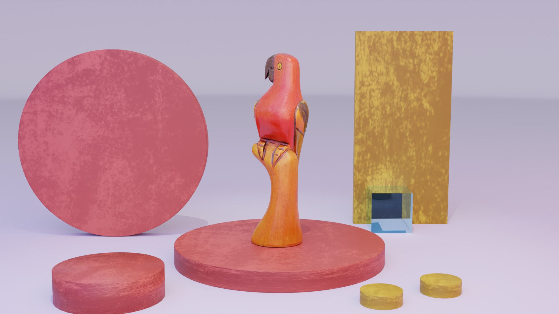 Parrot Macaw statuette  Low-poly 3D model_9