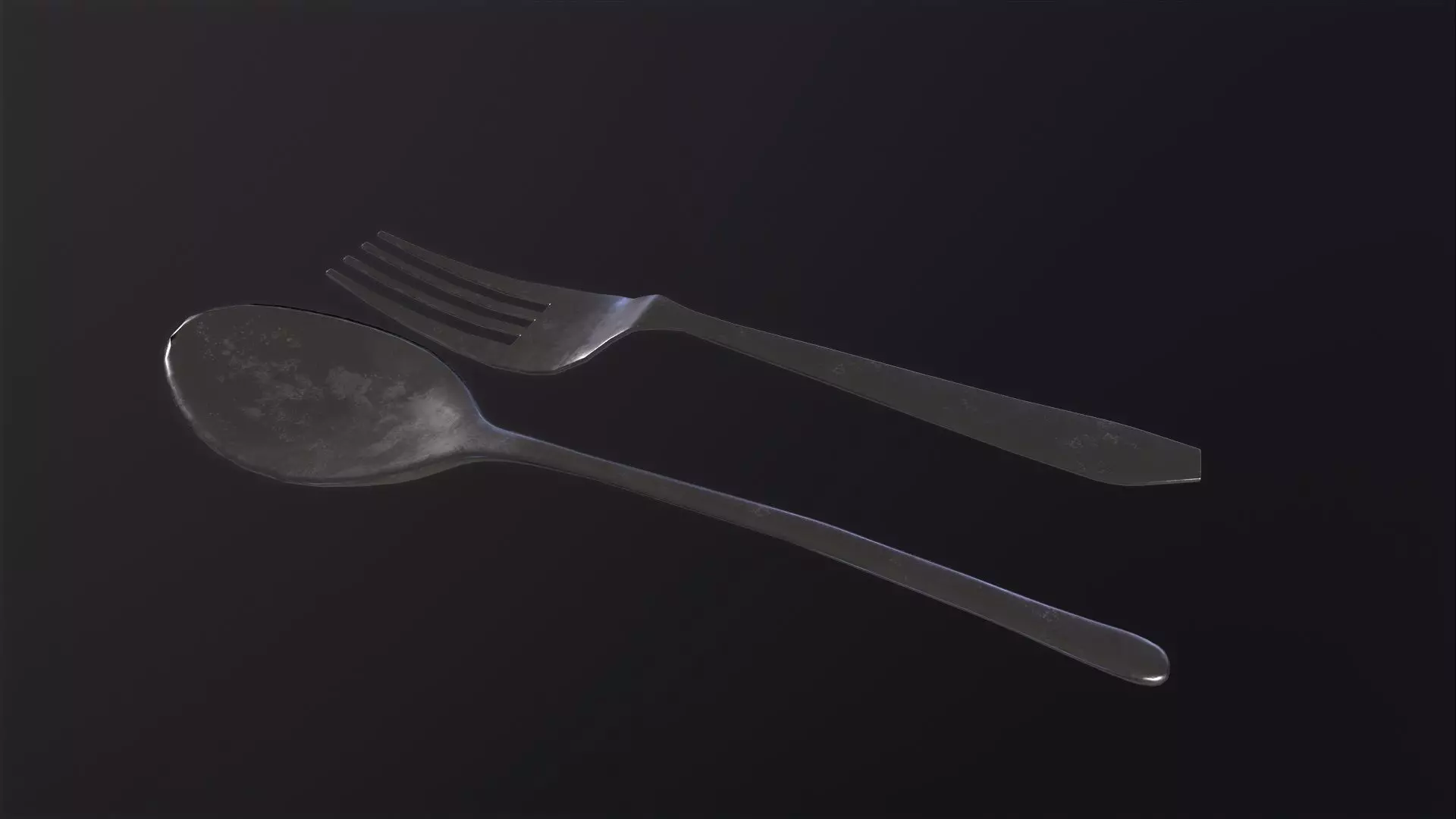 a spoon and a fork 3D Model Low-poly 3D model