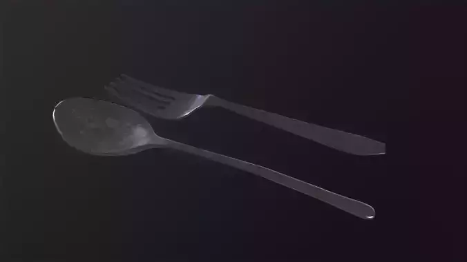 a spoon and a fork 3D Model Low-poly 3D model
