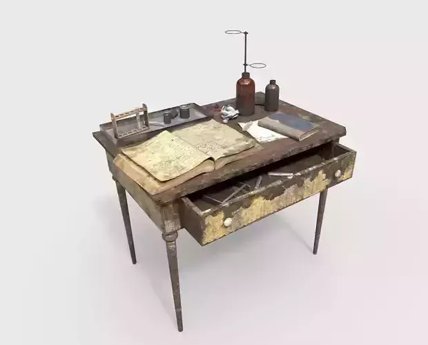 Abandoned Laboratory Table And Equipments  3D model