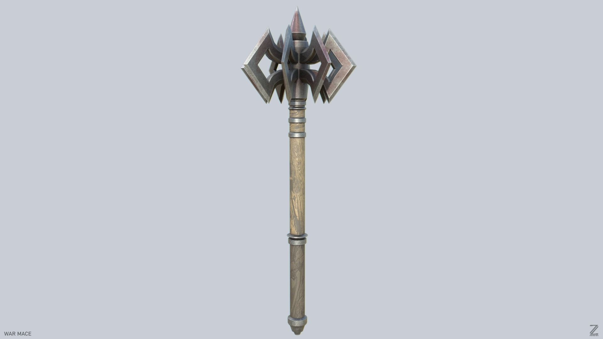 War mace Low-poly 3D model_4