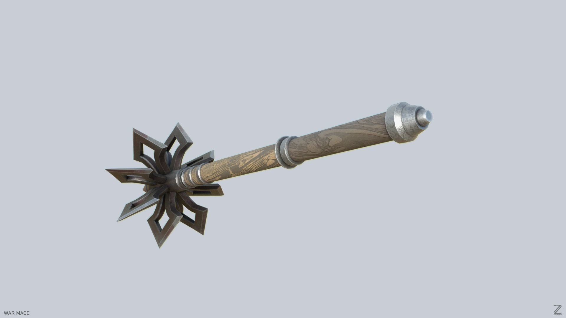 War mace Low-poly 3D model_6