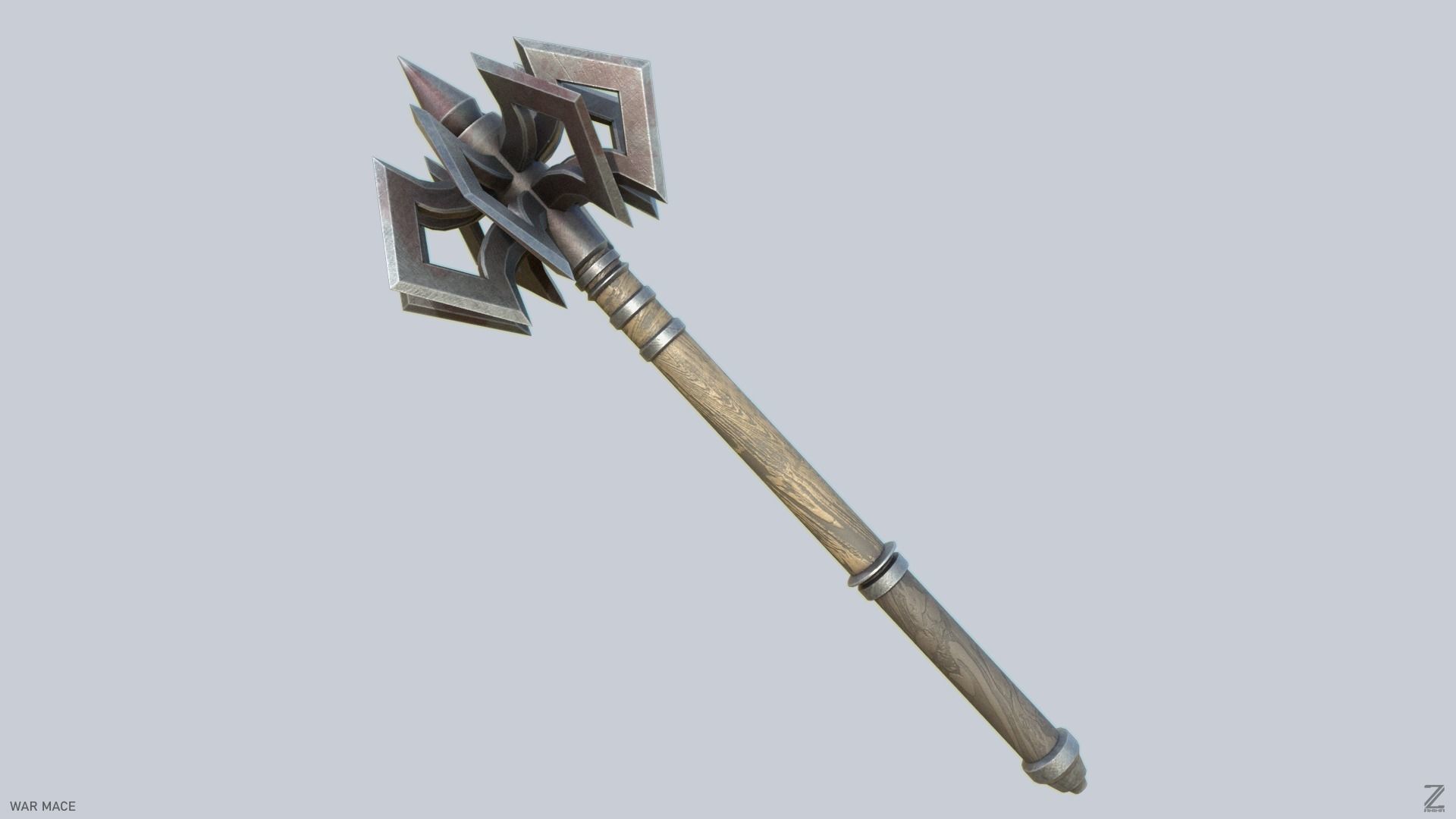 War mace Low-poly 3D model_1