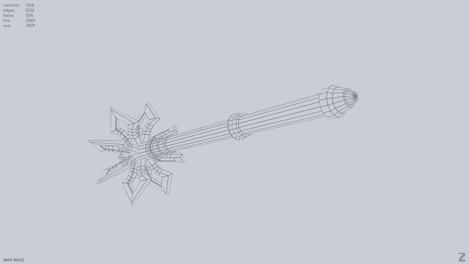 War mace Low-poly 3D model_12
