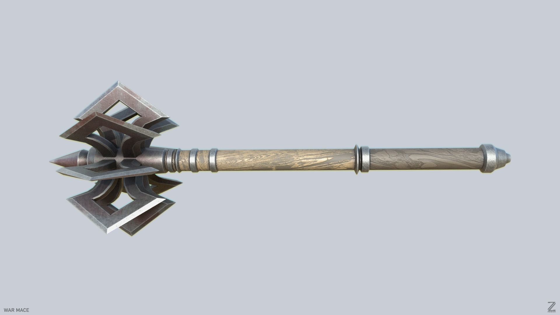 War mace Low-poly 3D model_5