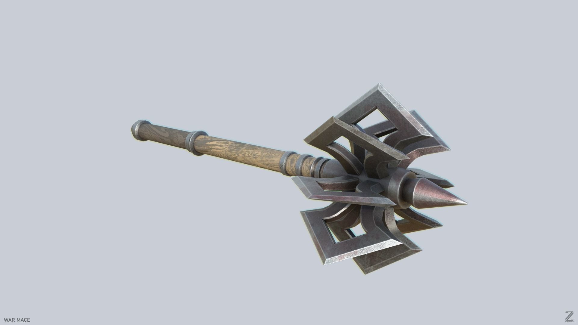 War mace Low-poly 3D model_8