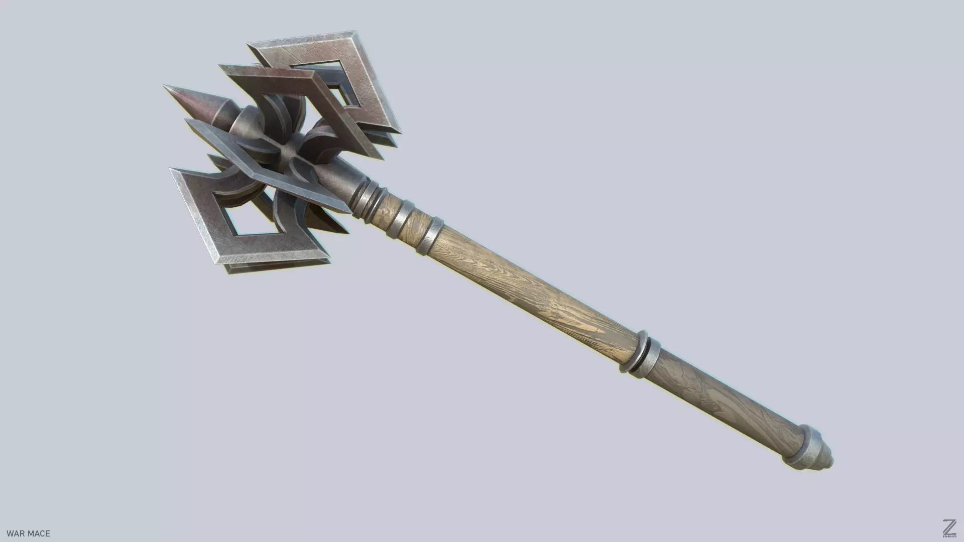 War mace Low-poly 3D model_0