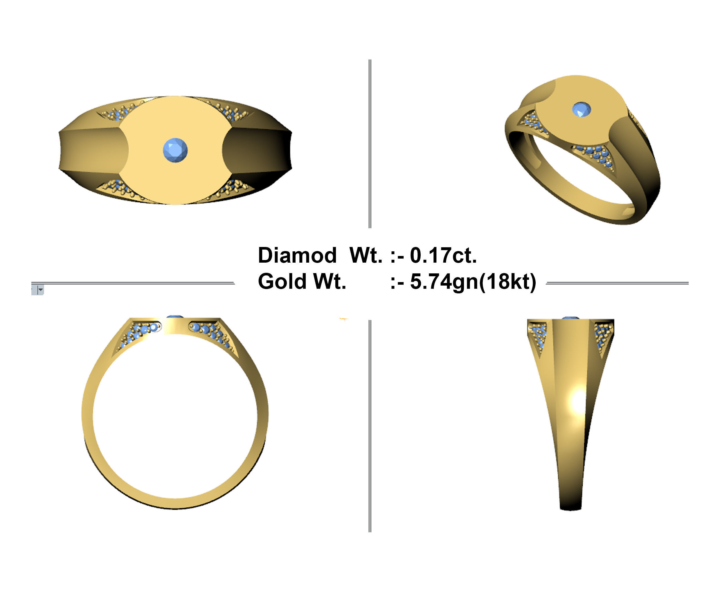 Diamond Ring 3D print model_3