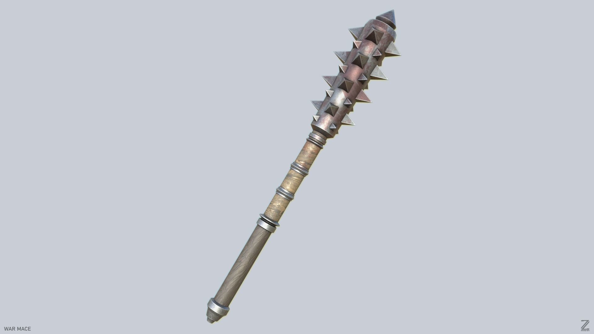 War mace Low-poly 3D model_6