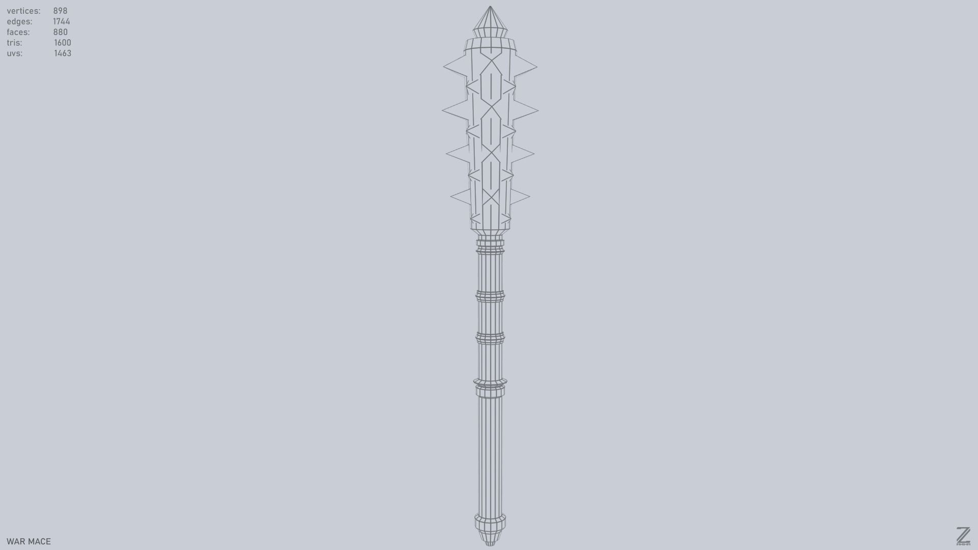 War mace Low-poly 3D model_3