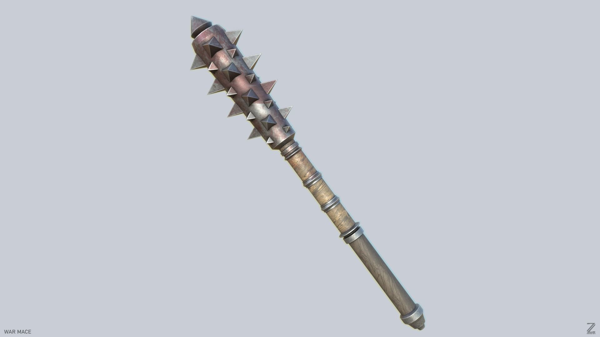 War mace Low-poly 3D model_1